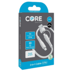 Core 2-in-1 8-Pin to Type-C:A Cable 1.2m TPE White 3A 27W PD from Harrisons Direct