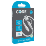 Core 2-in-1 Type-C to C:A Cable 1.2m TPE White 3A 60W PD from Harrisons Direct