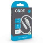 Core Essentials Micro - USB-A Cable 1M White TPE 2.4A Fast Charge from Harrisons Direct
