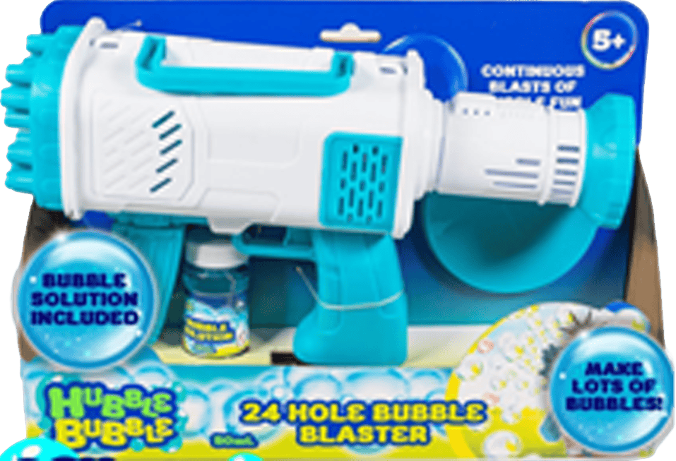Hubble Bubble 24 Hole Bubble Blaster with 50ML Bubble Solution (4xAA Batteries Not Included) from Harrisons Direct