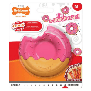 Nylabone Extreme Chew Donut Bacon Glaze Medium from Harrisons Direct