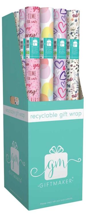 Wholesale 3m Female Roll Wrap 4 Assorted Designs CDU from Harrisons Direct