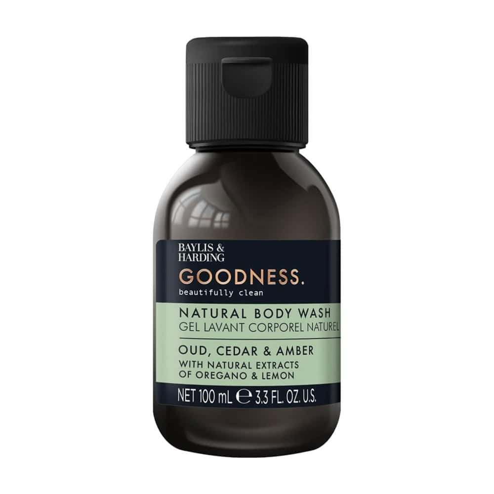 Wholesale Baylis & Harding Goodness Oud, Cedar & Amber Body Wash 100ml from Harrisons Direct