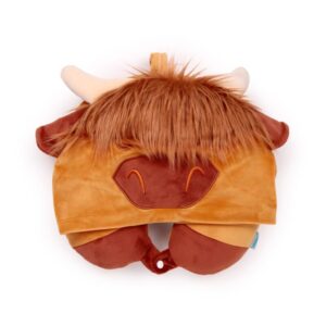 Wholesale Hoodeazzz Hairy Coos Highland Coo Plush Memory Foam Travel Pillow & Hood from Harrisons Direct