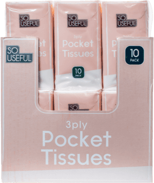 So Useful 3 Ply Pocket Tisssues 10’s 6 Pack from Harrisons Direct