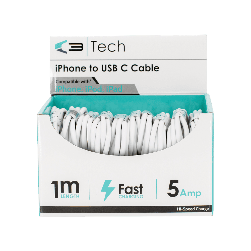 Wholesale C3 Type C to Lightning Cable CDU from Harrisons Direct