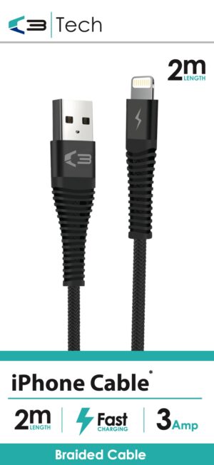 C3 Tech Braided Cable – iPhone 2M from Harrisons Direct
