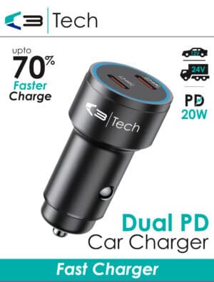 Wholesale C3 Tech Dual PD Car Charger from Harrisons Direct