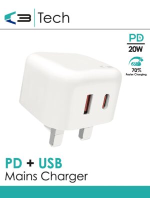 Wholesale C3 Tech PD & USB Mains Charger from Harrisons Direct