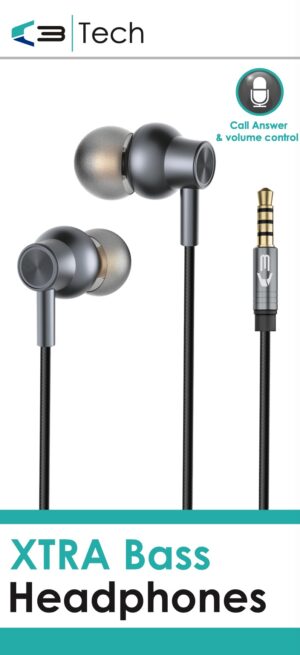 Wholesale C3 Tech X-Bass Headphones Hands Free Black from Harrisons Direct