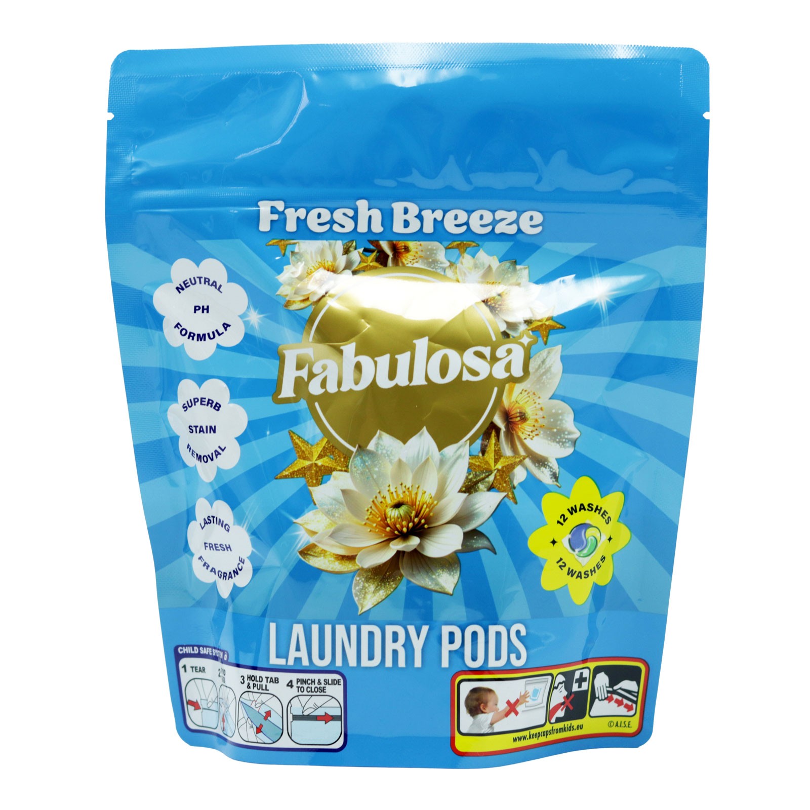 Wholesale Fabulosa 3 in 1 Laundry Pods Fresh Breeze 12's from Harrisons Direct