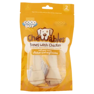 Wholesale Good Boy Chewables Medium Bones with Chicken 2 Pack from Harrisons Direct