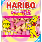 Wholesale Haribo Rhubarb & Custard Rolls 140g £1.25 PMP from Harrisons Direct