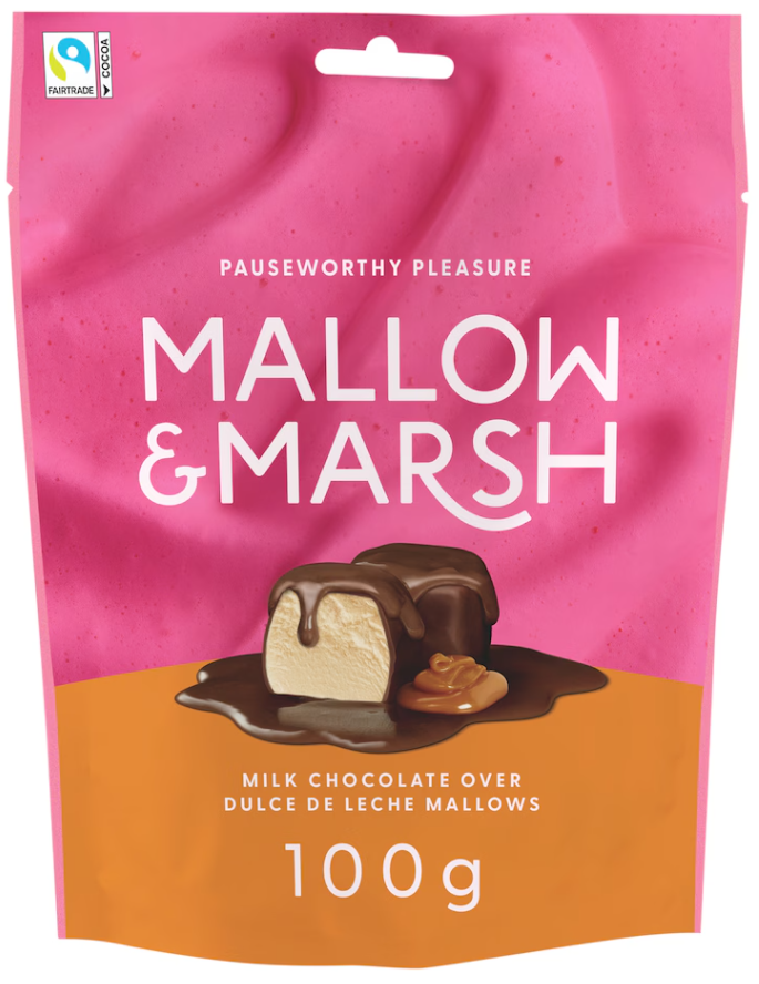 Wholesale Mallow & Marsh Dulce de Leche Coated in Milk Chocolate 100g from Harrisons Direct