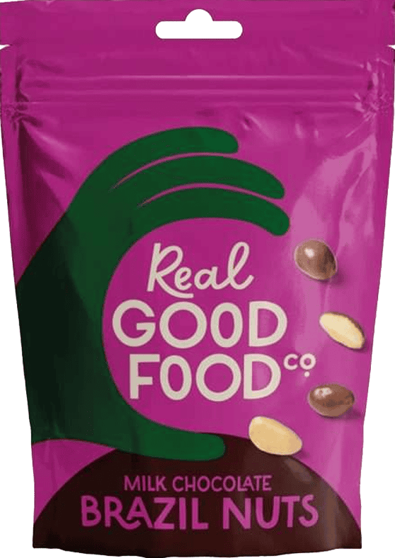 Wholesale Real Good Food Milk Chocolate Brazil Nuts Pouch 120g from Harrisons Direct