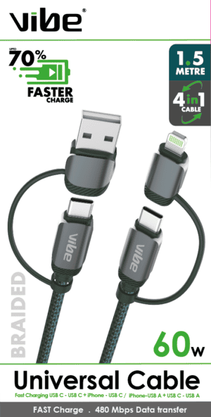 Vibe 4 in 1 Charging Cable 1.5m from Harrisons Direct