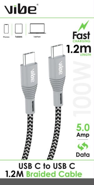 Vibe Braided USB C to USB C Cable from Harrisons Direct