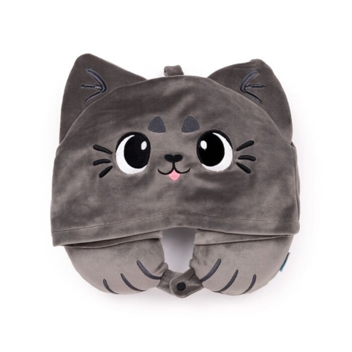 Wholesale Hoodeazzz Beans & Co Pepper the Cat Plush Memory Foam Travel Pillow & Hood from Harrisons Direct