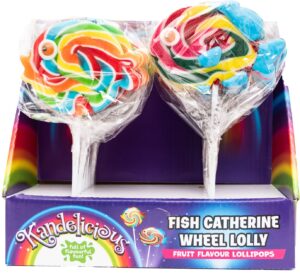 Wholesale Kandelicious Fish Catherine Wheel Fruit Flavour Lolly 80g CDU from Harrisons Direct