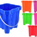 Wholesale Plastic Square Neon Castle Bucket Assorted Colours from Harrisons Direct