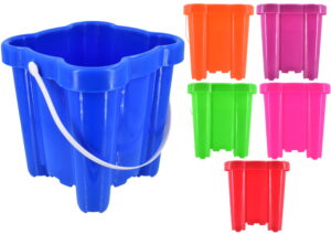 Wholesale Plastic Square Neon Castle Bucket Assorted Colours from Harrisons Direct